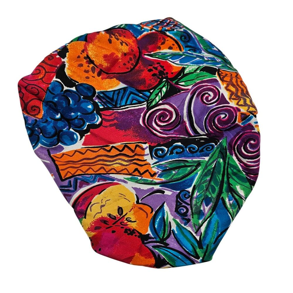 Vtg Cyd 100% Silk Womens Head Wrap Bandana Bright Fruit Print